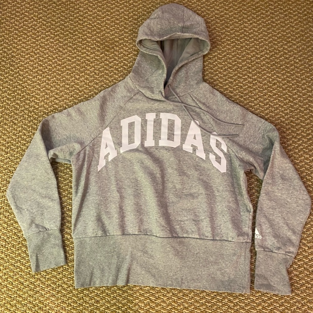 adidas Gray Pullover Hoodie with White Logo